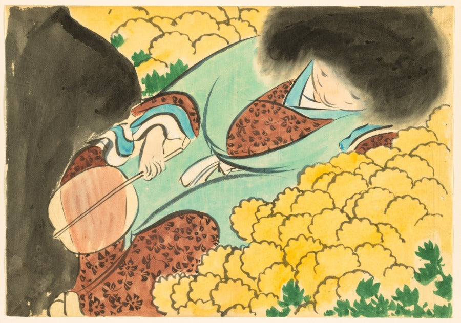 Flowers of a Hundred Worlds Momoyogusa Chrysanthemum Boy Kikujid by Kamisaka Sekka (Japanese, 1866–1942) - Classic Painting canvas print