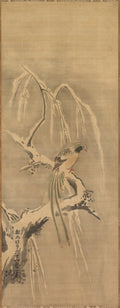Chinese Bird on Snow-Laden Branch by Kano Tan’yū (Japanese, 1602–1674) - Classic Art canvas print
