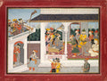 Kamsa deploys Akrura and Keshi to Braj, from a Bhagavata Purana by  - Classic Art canvas print