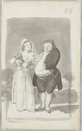 Prostitute Soliciting a Fat, Ugly Man, Folio 49 recto by Francisco de Goya (Spanish, 1746–1828) - Romantic canvas print