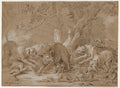 Wild Sow and Her Young Attacked by Dogs by Jean-Baptiste Oudry (French, 1686–1755) - Classic Art canvas print