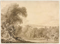Figures Seated by a Lake in a Wooded Landscape by John Martin (British, 1789–1854) - Classic Art canvas print