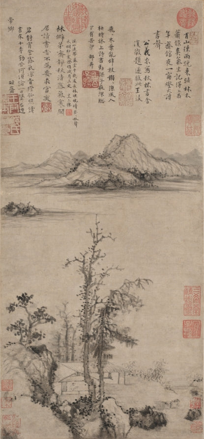 A Scholar's Retreat amid Autumn Trees by Wang Fu (Chinese, 1362–1416) - Classic Art canvas print