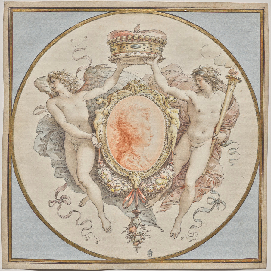 Portrait of a Lady with an Elaborate Cartouche by Giuseppe Cades (Italian, 1750–1799) - Classic Art canvas print