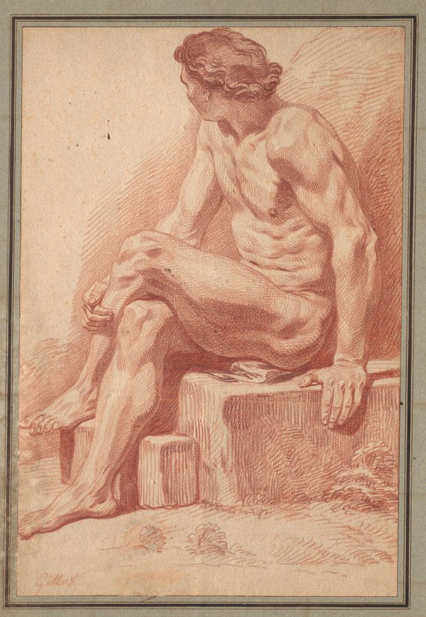 Seated Male Nude by Claude Gillot (French, 1673–1722) - Classic Painting canvas print