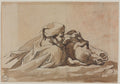 Man Clutching a Horse in Water, after Poussin's Deluge recto by Théodore Géricault (French, 1791–1824) - Classic Art canvas print