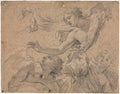 Studies of Angels recto by Michel Dorigny (French, 1617–1665) - Classic Painting canvas print