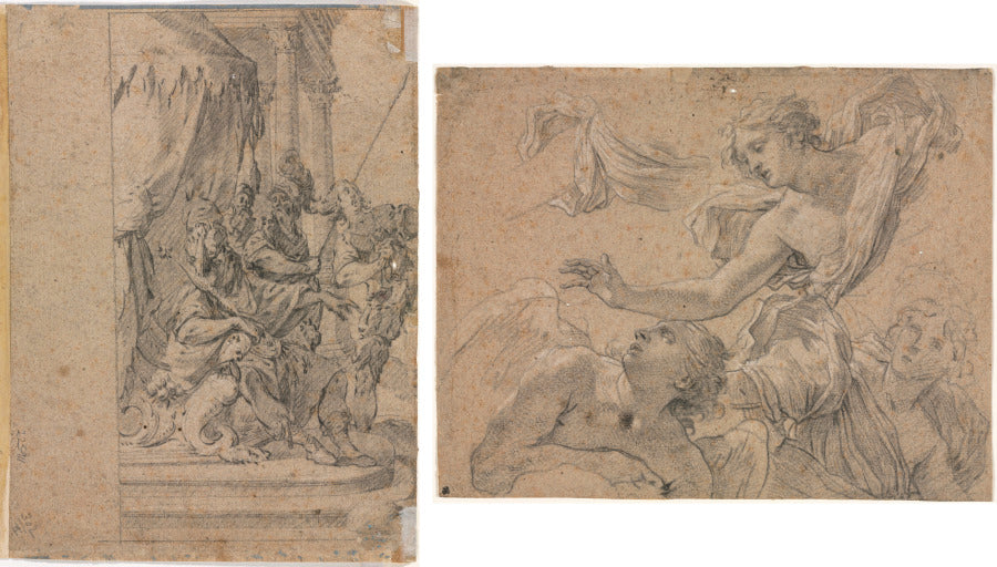 Studies of Angels recto Panthea before Cyrus verso by Michel Dorigny (French, 1617–1665) - Classic Painting canvas print