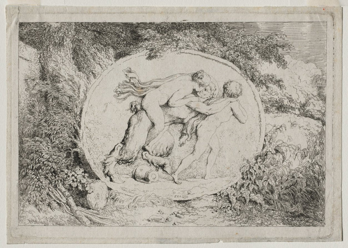Bacchanales Nymph Astride a Satyr by Jean-Honoré Fragonard (French, 1732–1806) - Classic Painting canvas print