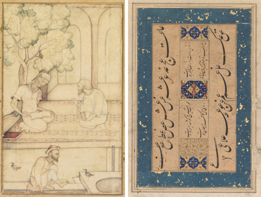 Kabir and Two Followers on a Terrace recto Calligraphy verso by  - Classic Art canvas print