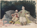 Two Dolls or Puppets Sitting on Cushions by Henri Joseph Harpignies (French, 1819–1916) - Classic Art canvas print