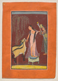 Heroine with attendant and a pair of deer by  - Classic Art canvas print