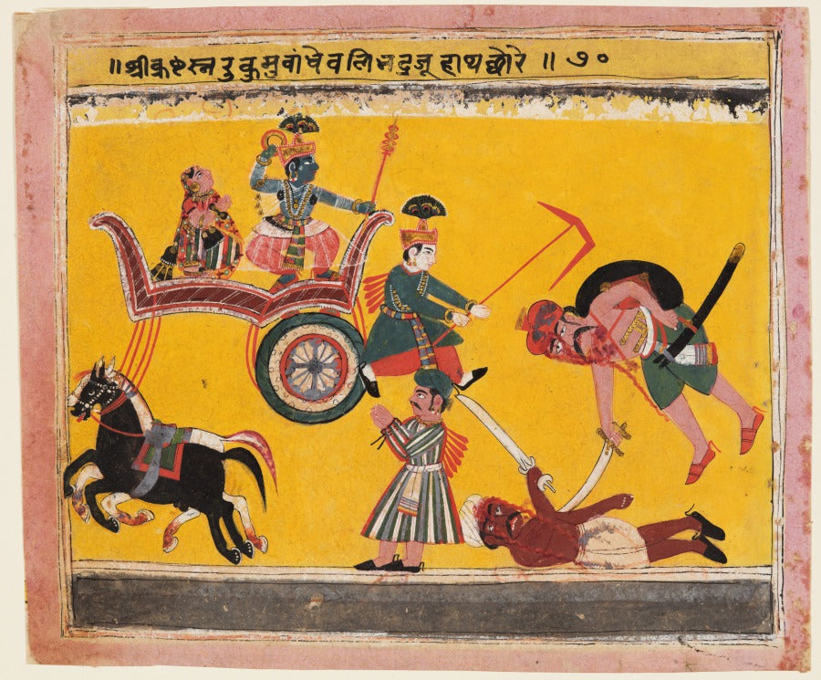 Abduction of Rukmini Krishna Tied the Hands of Rukma, from a Bhagavata Purana by  - Classic Art canvas print