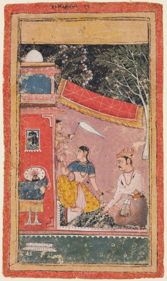 Lovers on a Terrace Ramakali Ragini of Hindol, from a Bundi Ragamala by  - Classic Art canvas print