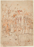 Krishna watches the milkmaids  circumambulating a sacred tree The month of Jyestha MayJune, from a Barahmasa The Twelve Months by  - Classic Art canvas print