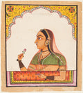 Noblewoman at a Jharokha Window Holding a Rose, from a Portraits of Women series by  - Classic Art canvas print