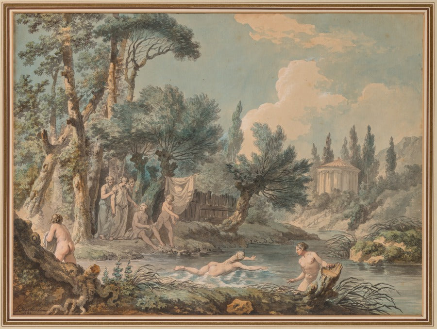 Nudes in a Landscape by Jean-Jacques-François Lebarbier, called Le Barbier L’Aîné (French, 1738–1826) - Classic Painting canvas print
