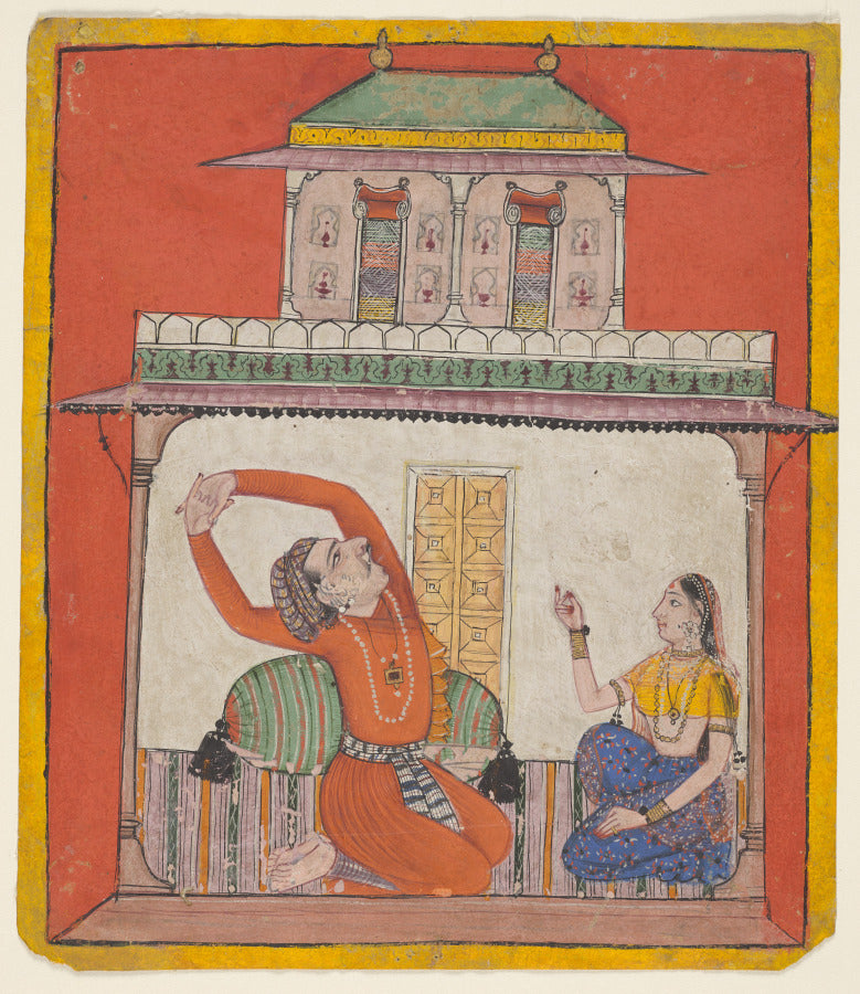 A couple in their chamber in early morning Vighada Ragaputra of Shri Raga, from a Ragamala by  - Classic Art canvas print