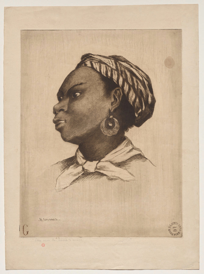 An African Woman, after Eva Gonzals by Henri Charles Guérard (French, 1846–1897) - Classic Art canvas print