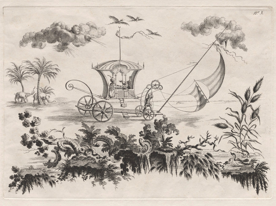 The Carriages used on the Moon and which move by sails by Filippo Morghen (Italian, 1730–after 1807) - Classic Painting canvas print