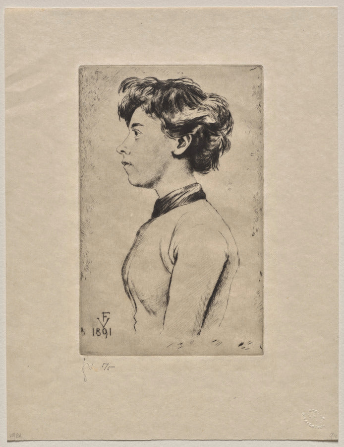 Young Girl in Profile by Félix Vallotton (Swiss French, 1865–1925) - Classic Painting canvas print