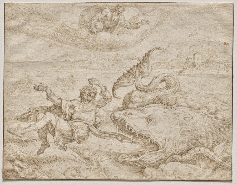 Jonah Cast Out by the Whale onto the Shore of Nineveh by Maarten van Heemskerck (Dutch, 1498–1574) - Classic Art canvas print