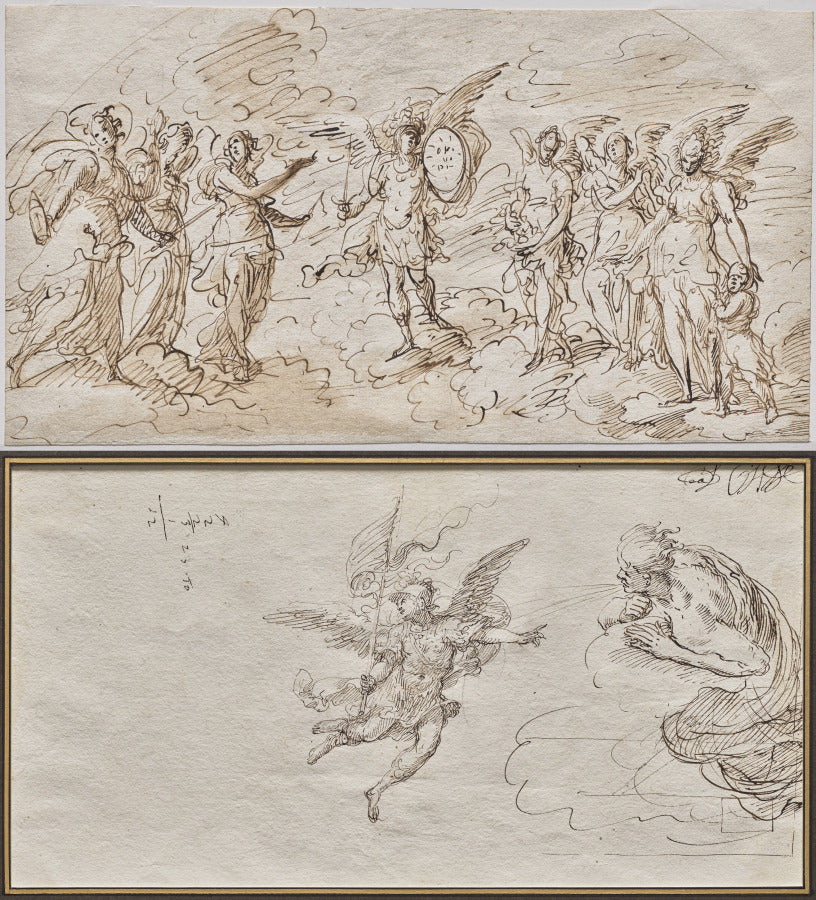 The Seven Archangels recto Studies of an Archangel and a Wind God verso by Massimo Stanzione (Italian, 1585–1656) - Classic Art canvas print