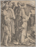 Abraham and the Angels by Lucas van Leyden (Netherlandish, 1494–about 1533) - Classic Painting canvas print