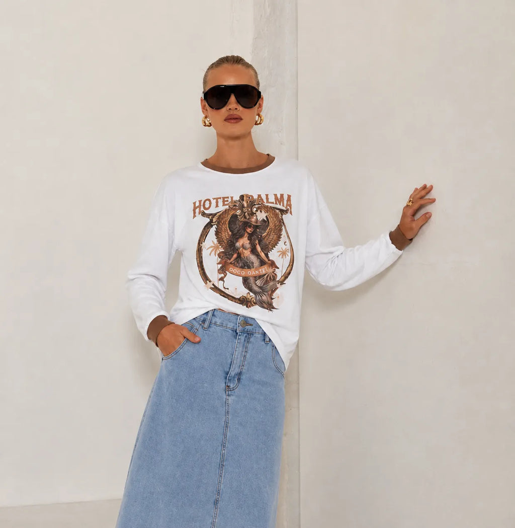 Hotel Palma Long Sleeve Top - White