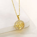 Round Hollow Tree of Life Pendant Necklace Geometric Clavicle Chain