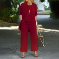 Fashionable Solid Color Loose Three-Piece Set
