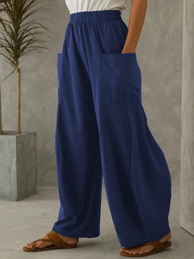 Women's Pure Color Cotton Casual Pants