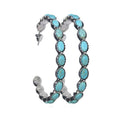Retro Western Style Turquoise Big Circle C- Shaped Earrings
