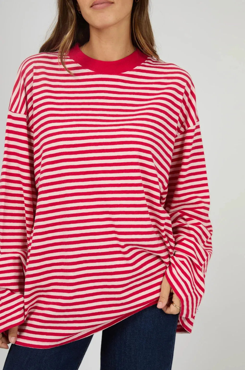 Paloma LS Stripe Tee - Ruby