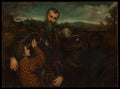 Portrait of a Man in Armor with Two Pages by Paris Bordon - Oil Painting canvas print