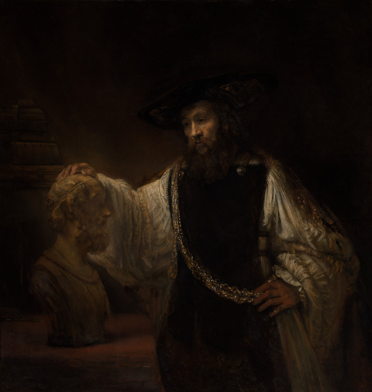 Aristotle with a Bust of Homer by Rembrandt (Rembrandt van Rijn) - Baroque canvas print