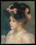 Young Girl in a Pink-and-Black Hat by Auguste Renoir - Impressionist canvas print