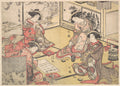 Four Oiran of the House Called Kadokana-ya Playing the Game of Ko-awase Incense Game by Katsukawa Shunshō　勝川春章 - Ukiyo-e canvas print