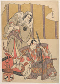 The Actors Ichikawa Danjuro I right 16601704 and Nakamura Denkuro II left 17191777 in Unidentified Roles by Katsukawa Shunshō　勝川春章 - Ukiyo-e canvas print