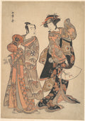 The Third Segawa Kikunoj as Ochiyo and Bando Mitsugor as Hanbei by Katsukawa Shunshō　勝川春章 - Ukiyo-e canvas print