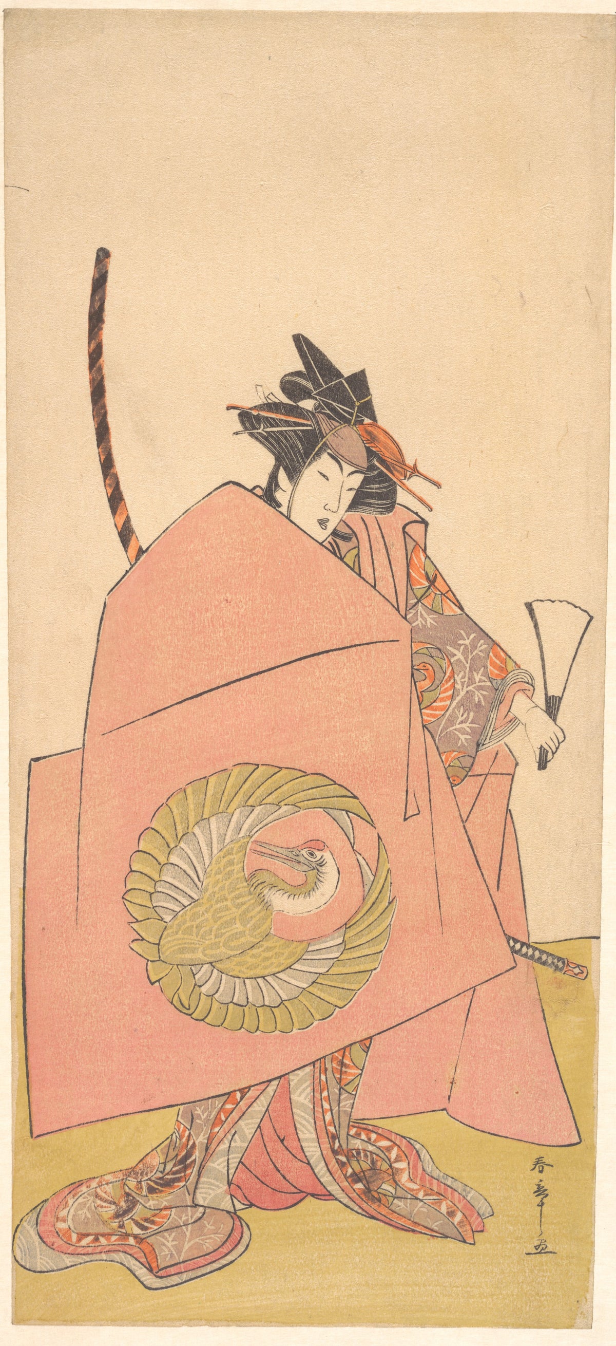 The Actor Segawa Kikunoj III as Wappa no Kiku in a Womans Asahina Armor Pulling Asahina no kusazuri-biki Scene by Katsukawa Shunshō　勝川春章 - Ukiyo-e canvas print