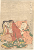 The Poet Sj Henj 816890 Slipping a Letter into a Womans Sleeve, from the series Five Colors of Love for the Six Poetic Immortals Goshiki-zome rokkasen by Kitagawa Utamaro - Ukiyo-e canvas print