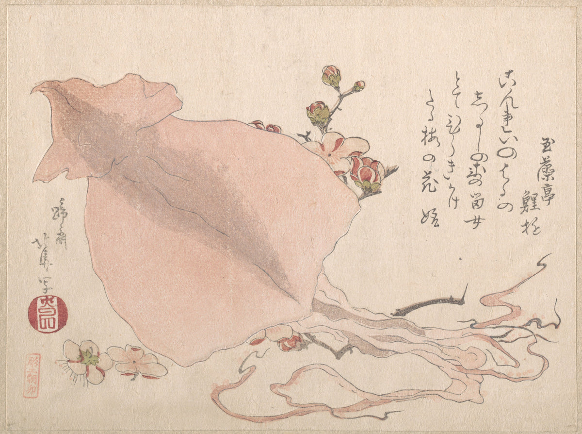 Dried Cuttle-Fish and Plum Blossoms by Teisai Hokuba - Ukiyo-e canvas print