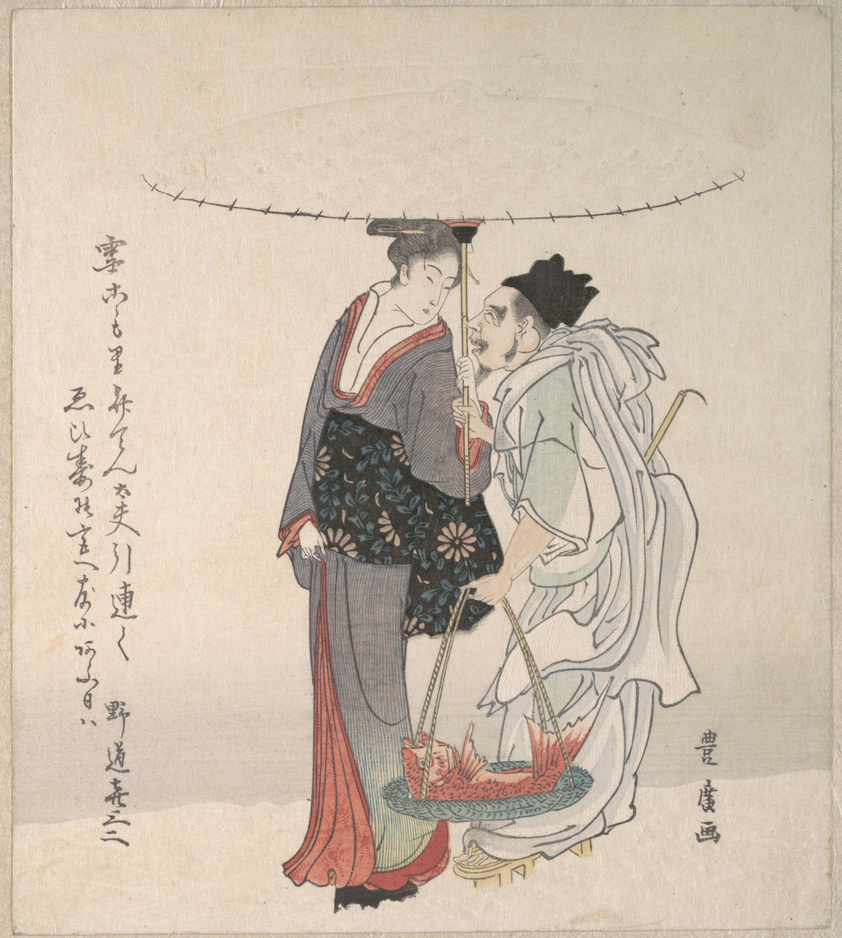 Ebisu and Benten Walking in the Snow by Utagawa Toyohiro - Ukiyo-e canvas print