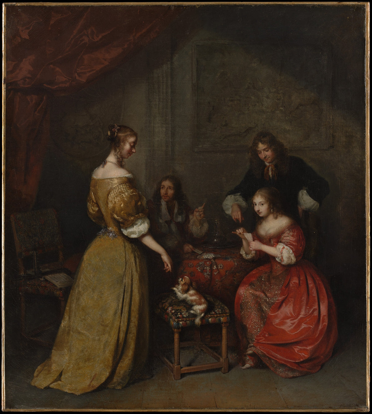 The Card Party by Caspar Netscher - Oil Painting canvas print