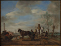 A Man and a Woman on Horseback by Philips Wouwerman - Classic Art canvas print