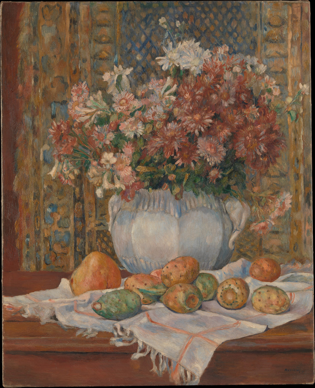 Still Life with Flowers and Prickly Pears by Auguste Renoir - Impressionist canvas print