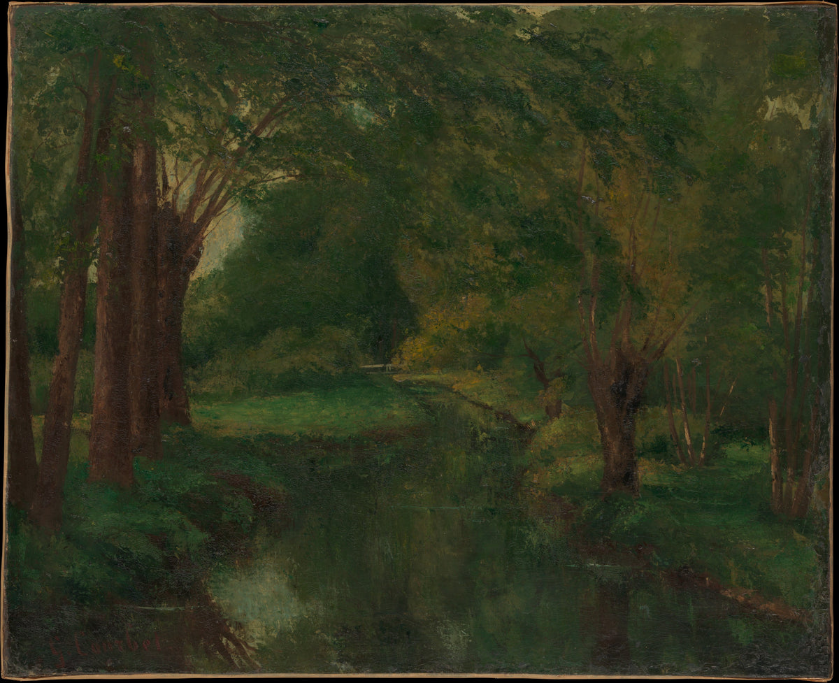 A Brook in a Clearing possibly Brook, Valley of Fontcouverte Study by Gustave Courbet - Realist canvas print