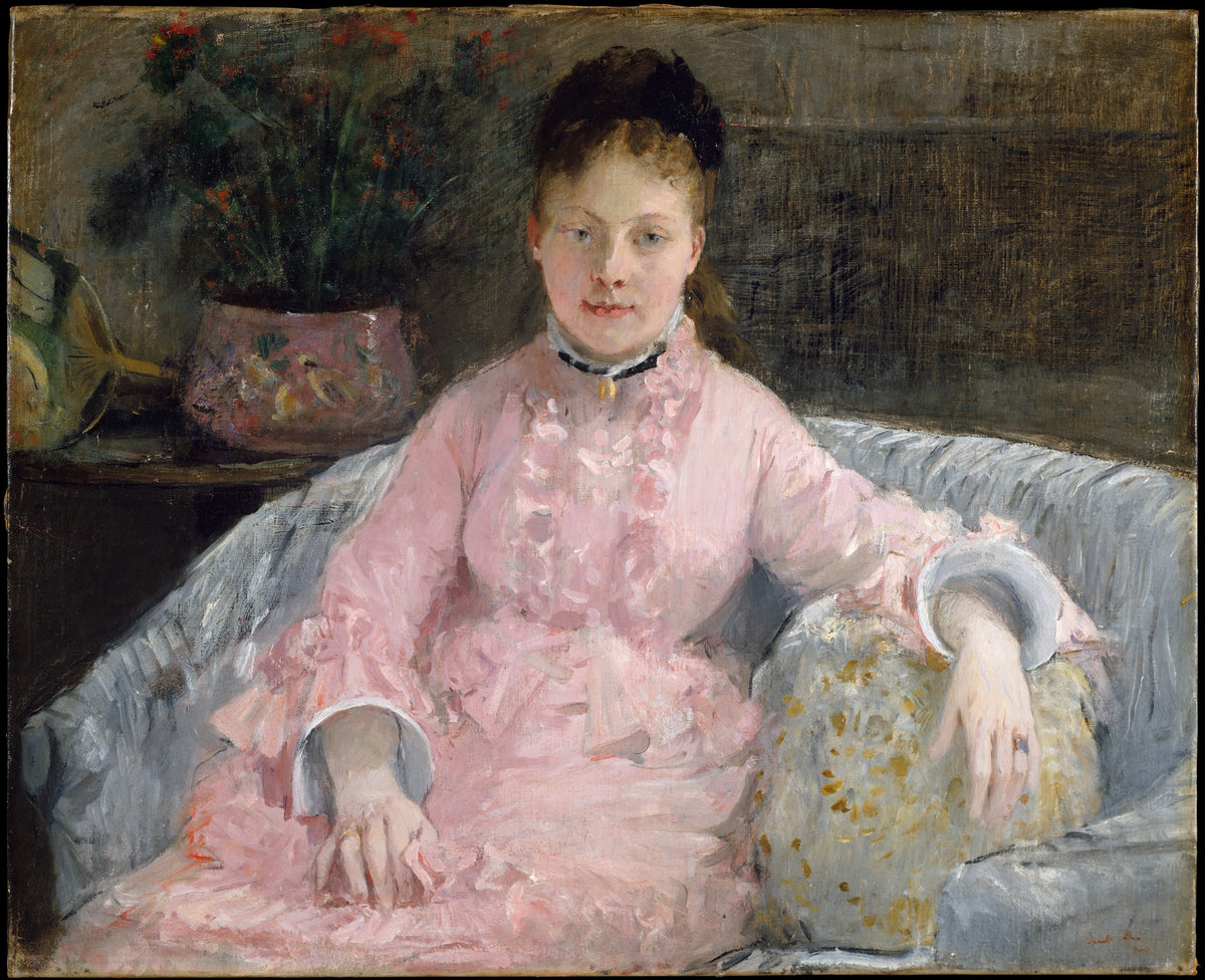 The Pink Dress Albertie-Marguerite Carr, later Madame Ferdinand-Henri Himmes, 18541935 by Berthe Morisot - Oil Painting canvas print