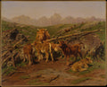 Weaning the Calves by Rosa Bonheur - Oil Painting canvas print
